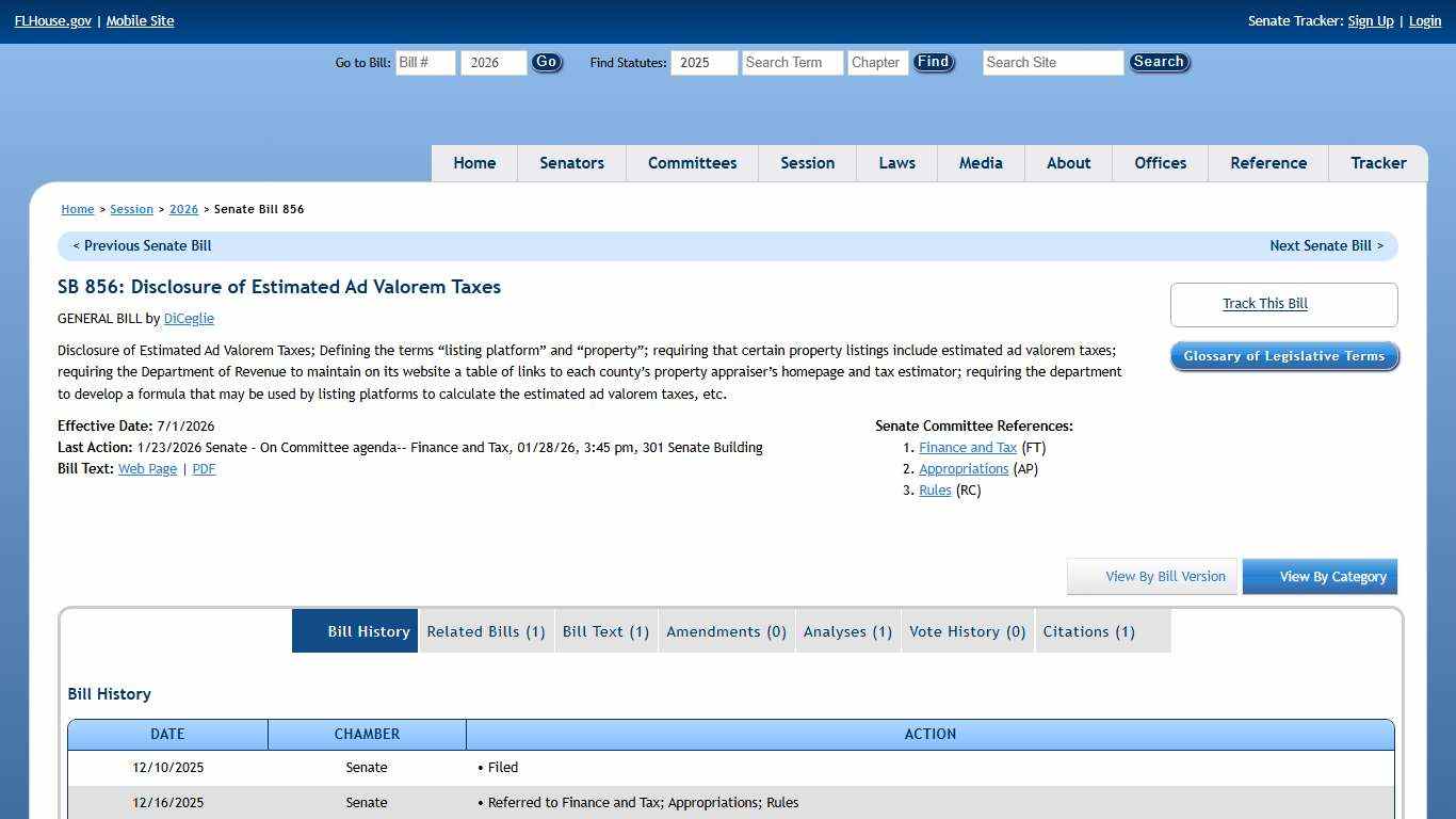 Senate Bill 856 (2026) - The Florida Senate