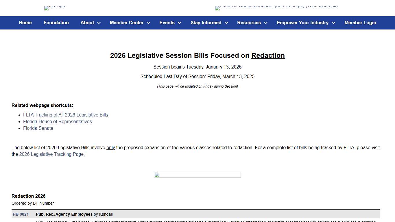 2026 Redaction Bills Tracking - Florida Land Title Association